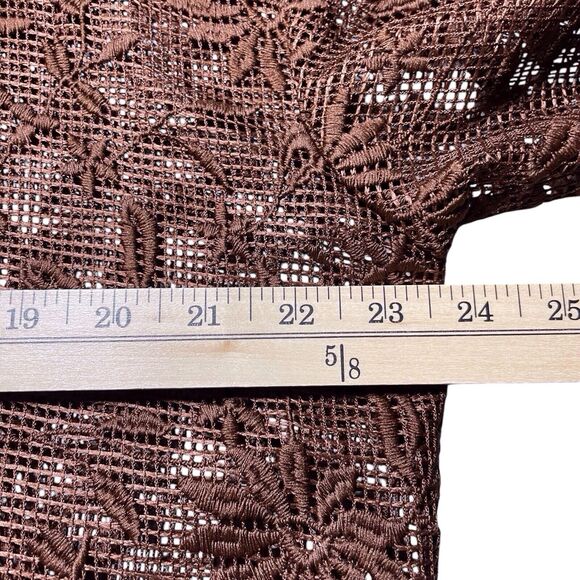 JASON WU Lace Sheer Floral Button Down Top NWT Size Large Brown - Picture 13 of 15
